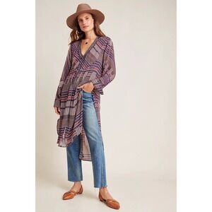 Anthropologie Purple and Blue Long Sleeve Dress